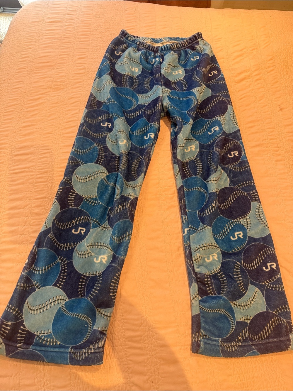 Source Unknown Blue Baseball-Print Kids Pajama Bottoms